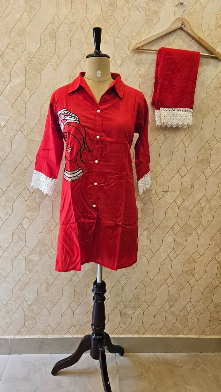 Crimson Muse Cotton Co-ord  Set