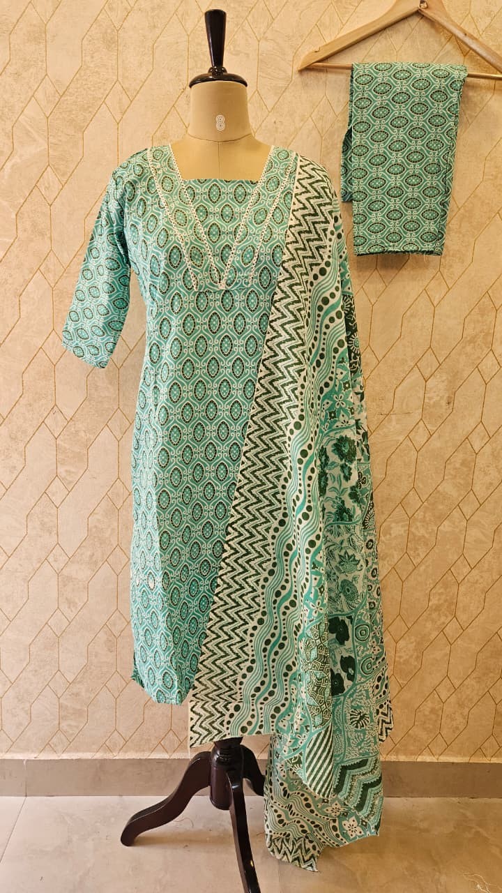 Ocean Mist Cotton Set with Dupatta