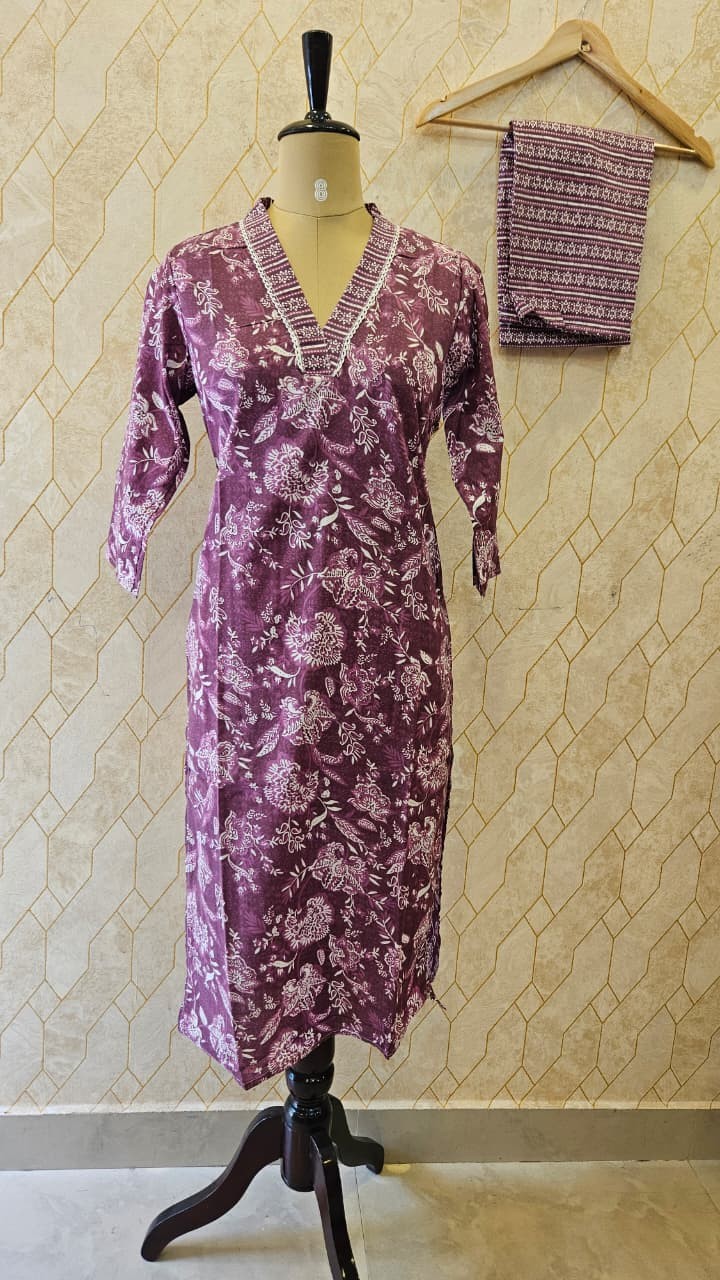 Plum Blossom Cotton Co-ord  Set