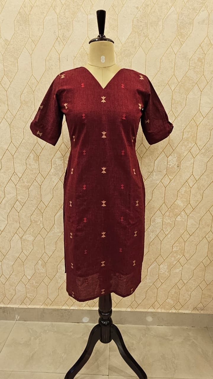 Handloom Maroon Kurti