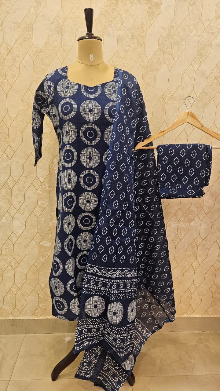 Navy Radiance Cotton Suit Set